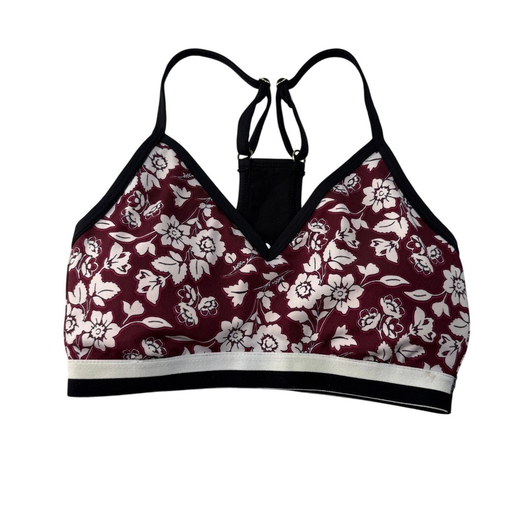 Kate Spade New York‎ Womens Floral Sports Bra Burgundy Adjustable Straps XXS NEW